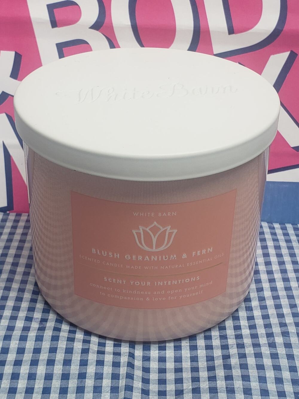 BBW Blush Geranium & Fern Large 3 Wick Candle Home Fragrance Decor